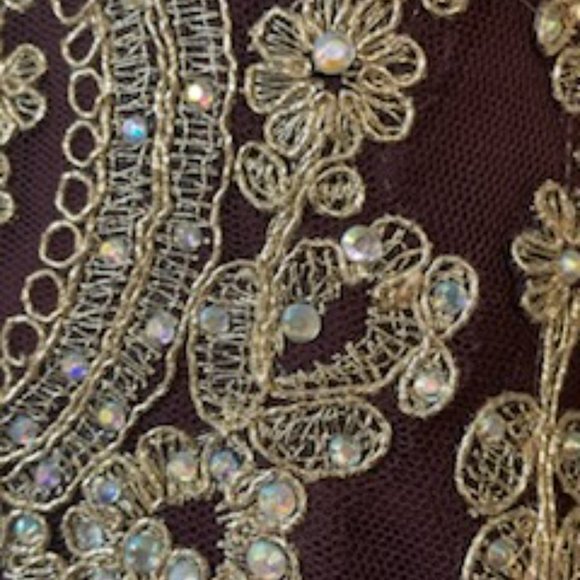 Maroon and Gold Formal Dress with loads of detail - Picture 6 of 16